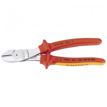 Knipex 74 06 200 Fully Insulated High Leverage Diagonal Side Cutter, 200mm
