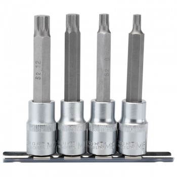 Spline Socket Bit Set, 1/2” Sq. Dr. (4 Piece) Spline Socket Bit Set, 1/2” Sq. Dr. (4 Piece)