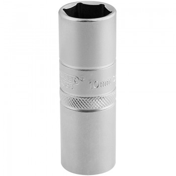 10mm Thread 6 Point Satin Chrome Spark Plug Socket, 1/2&rdquo; Sq. Dr., 16mm