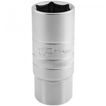 14mm Thread 6 Point Satin Chrome Spark Plug Socket, 1/2&rdquo; Sq. Dr., 21mm