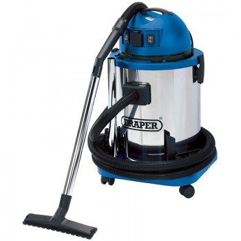 Wet & Dry Vacuum Cleaner with Stainless Steel Tank, 50L, 1400W & 230V Power Tool Socket Wet & Dry Vacuum Cleaner with Stainless Steel Tank, 50L, 1400W & 230V Power Tool Socket