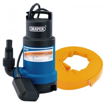 Submersible Dirty Water Pump Kit with Layflat Hose & Adaptor, 200L/Min, 10m x 25mm, 350W Submersible Dirty Water Pump Kit with Layflat Hose & Adaptor, 200L/Min, 10m x 25mm, 350W