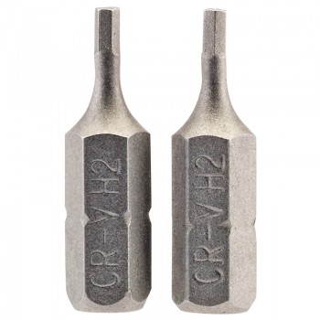 Hexagonal Insert Bit, 2mm, 1/4” Hex, 25mm Long (Pack of 2) Hexagonal Insert Bit, 2mm, 1/4” Hex, 25mm Long (Pack of 2)