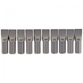 Plain Slot Insert Bit, 8mm, 1/4&rdquo; Hex, 25mm Long (Pack of 10)