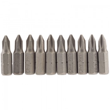 Cross Slot Insert Bit, 1/4” Hex, 25mm Long, No.1 (Pack of 10) Cross Slot Insert Bit, 1/4” Hex, 25mm Long, No.1 (Pack of 10)