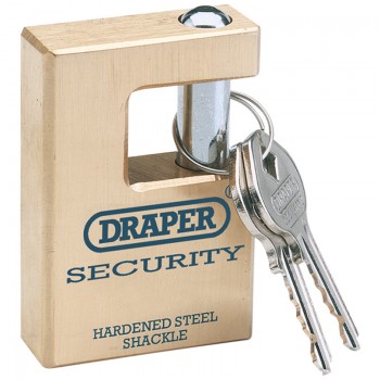Draper Expert Close Shackle Solid Brass Padlock with Hardened Steel Shackle, 2 Keys, 63mm