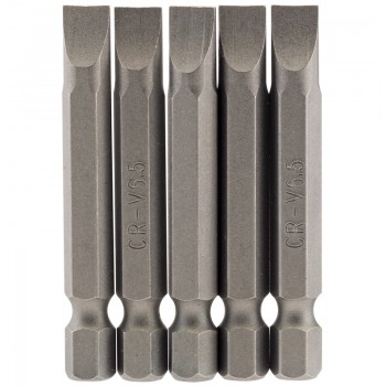 Plain Slot Insert Bit, 6.5mm, 1/4” Hex, 50mm Long (Pack of 5) Plain Slot Insert Bit, 6.5mm, 1/4” Hex, 50mm Long (Pack of 5)