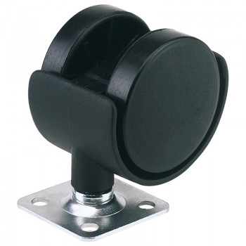 Twin Nylon Plate Castor, 40mm Diameter, S.W.L. 25kg