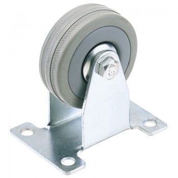 Fixed Plate Fixing Rubber Castor, 100mm Diameter, S.W.L. 80kg
