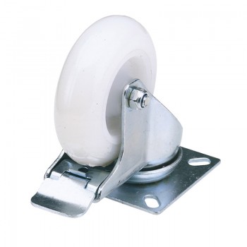 Swivel Plate Fixing Nylon Wheel with Brake, 100mm Diameter, S.W.L. 125kg Swivel Plate Fixing Nylon Wheel with Brake, 100mm Diameter, S.W.L. 125kg