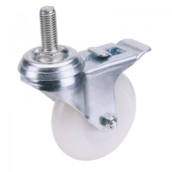 Swivel Bolt Fixing Nylon Wheel with Brake, 100mm Diameter, S.W.L. 125kg