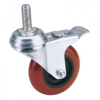 Swivel Bolt Fixing Polyurethane Wheel with Brake, 100mm Diameter, S.W.L. 125kg Swivel Bolt Fixing Polyurethane Wheel with Brake, 100mm Diameter, S.W.L. 125kg