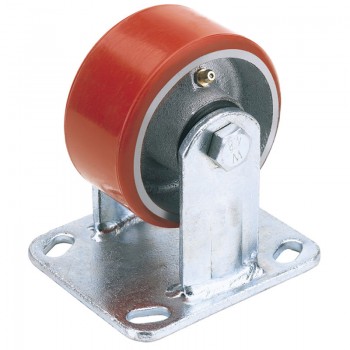 Fixed Plate Fixing Heavy Duty Polyurethane Wheel, 100mm Diameter, S.W.L. 250kg Fixed Plate Fixing Heavy Duty Polyurethane Wheel, 100mm Diameter, S.W.L. 250kg