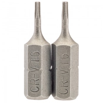 Draper TX-STAR® Insert Bit, 1/4” Hex, 25mm Long, T6 (Pack of 2) Draper TX-STAR® Insert Bit, 1/4” Hex, 25mm Long, T6 (Pack of 2)