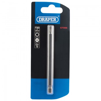 Draper TX-STAR® Insert Bit, 1/4” Hex, 100mm Long, T30 (Pack of 1) Draper TX-STAR® Insert Bit, 1/4” Hex, 100mm Long, T30 (Pack of 1)