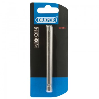 Draper TX-STAR® Insert Bit, 1/4” Hex, 100mm Long, T40 (Pack of 1) Draper TX-STAR® Insert Bit, 1/4” Hex, 100mm Long, T40 (Pack of 1)