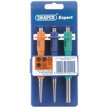 Nailset, Centre Punch and Pin Punch Set (3 Piece)