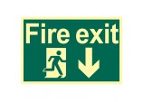 Glow In The Dark &rsquo;Fire Exit Arrow Down&rsquo; Safety Sign
