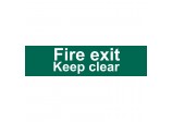 Fire Exit Keep Clear’ Safety Sign, 200 x 50mm