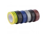 Insulation Tape, 10m x 19mm, Mixed Colours (Pack of 6)