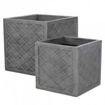 Lazio 38cm Square Planter - Pewter Lazio 38cm Square Planter - Pewter