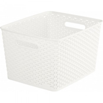Nestable Rattan Basket Vintage White - 18L
