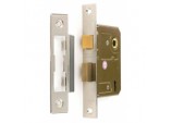 3 Lever Sash Lock Nickel Plated with 2 Keys - 63mm