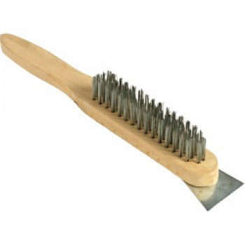 4 Row Wire Brush & Scraper With Oak Handle 4 Row Wire Brush & Scraper With Oak Handle